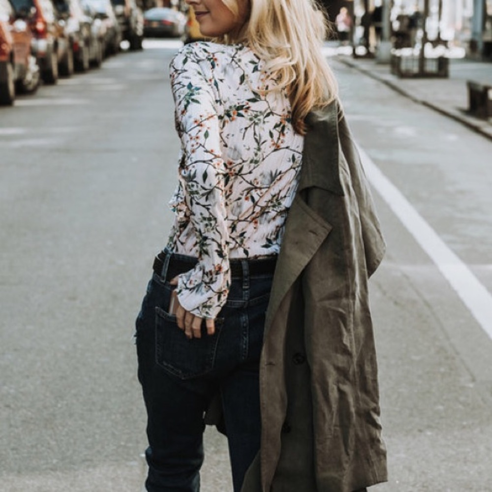 Topshop Print Ruffle Plissé Top - Picture 9 of 13